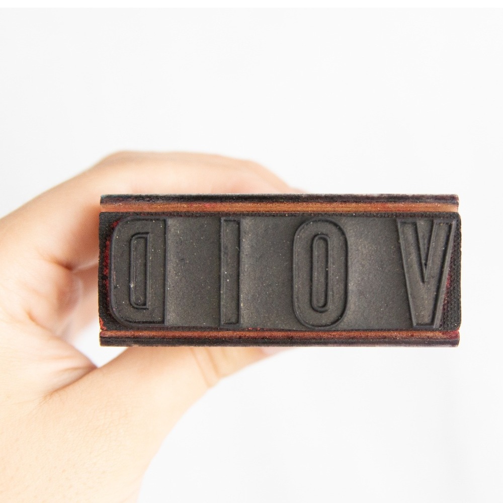 Vintage G&J Rubber Stamp Co VOID Wooden Handle Office Stamp Industrial Decor